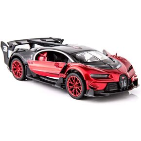 BDTCTK Bugatti Vision GT Supercar 1/32 سبائك الزنك يموت الصب نموذج سيارة التراجع الصوت والضوء هدية لصبي فتاة (أحمر)