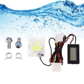 Yosoo PC 3 Way Flow Meter Digital Thermometer, Computer Water Cooling System Kit with Two Connectors and Clamps Water Cooling System Kit for Computer Laptop