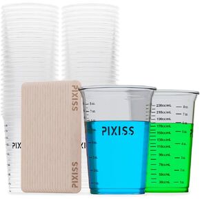 Disposable Epoxy Resin Mixing Cups with Measurements (20-Pack) Pixiss Mixing Cups for Epoxy Resin, Epoxy Mixing Containers, Epoxy Cups For Epoxy Measuring Cups - 20 Resin Mixing Sticks