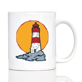 Lighthouse Coffee Mug Gifts for Women and Men - Nautical and Beach Coastal Decor - Large 15oz White Ceramic Mug