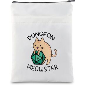 MNIGIU Funny Dnd Cat Gift Dungeon Meowster Book Sleeve Dungeon Masters Gift Game Lover Gift Cat Dice Book Protector Cover (Dungeon Meowster)