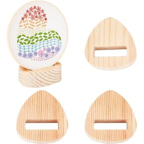 OLYCRAFT 4Pcs Embroidery Hoop Display Stand 2x2x0.7 inch Triangle Wood Embroidery Hoop Easels Embroidery Hoop Wooden Base Embroidery Hoop Holder Accessories for Embroidery Cross Stitch Stand Decor