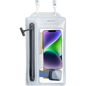 حافظة هاتف مقاومة للماء من نوع سحاب عالمي من GOOSPERY للأنشطة المائية الخارجية متوافقة مع iPhone 14 13 12 11 Pro Max Mini Xs XR X SE وGalaxy S23 S22 S21 S20 S10 Note20 حتى 6.8 بوصة - أبيض in Kuwait