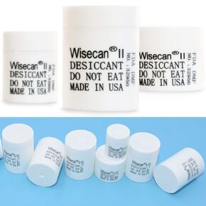 Wisesorb 1 Gram 100 Pack Silica Gel Canister, Desiccant Canister, Silica Gel Capsules, Desiccant Capsules, Moisture Absorbers for Food Storage, Food Safe Dehumidifiers Wisecan