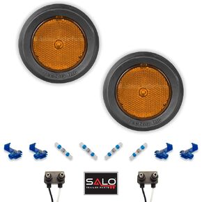 Salo Trailer Parts S12 Amber Led Light Kit | 2.5" Low-Profile Side Marker w/Reflector | Grommet Mount LED Marker Lights (2 Pack)