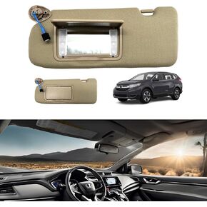 Zoewalk 83280-TLA-A01ZB مجموعة حاجب الشمس باللون الرمادي الفاتح مع ضوء مرآة متوافق مع Honda CR-V CRV 2017 2018 2019 2020 2021 2022 83280TLAA01ZB