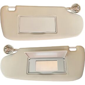 Sun Visor for Dodge Ram 1500 2500 3500 2002 2003 2004 2005 2006 2007 2008 2009 Driver and Passenger Sides Left + Right Beige Set Pair 2M PLASTIC