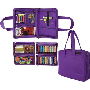 Yazzii Sewing Notions Tote Bag- Portable Sewing Accessories Organizer w Detached Sleeves- Aqua