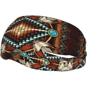 Indian Native American Headbands for Men and Women Retro Sweatband & Sports Headband for Running, Yoga Workout