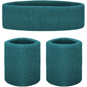GOGO Sports Sweatband Set (1 Headband and 2 Wristbands), Terry Cloth Athletic Sweat Bands for Basketball, Gym