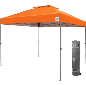E-Z UP Patriot ONE-UP Technology Vented Shelter, 10' x 10', Black Top, Grey Frame