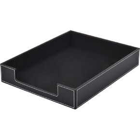 Leather Letter Tray, Office Supplies Desk Organizer for Mail Paper Files Magazines Jewelry Cosmetics,Luxury Letter Holder&Multipurpos Stackable Office Desktop Storage Box,Black in Saudi Arabia