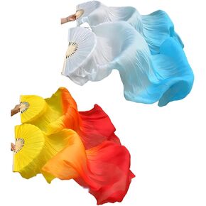 Suprwin Belly Dance Silk Fans, Cheerleading Training Gifts for Dancers, Chinese Dance Fan Veil, Belly Dance Fans Silk, Dance Church Worship Flags, Gifts for Dancers