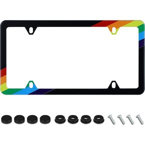 Beach Flip Flops License Plate Frame Seaside Colorful Slippers License Plate Holder Stainless Steel Rust-Proof Auto Parts Decoration with Screws for Men Women License Plate Cover 4 Holes 1pcs