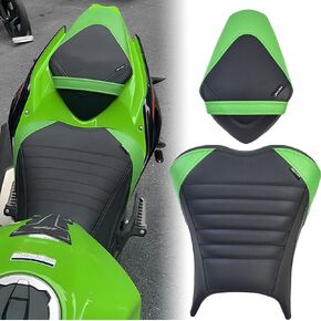 Touring Soft Leather Front Driver Rear Passenger Seat Cushion Seat Pad Rear Pillion Seat fit for Kawasaki ninja 400 Z400 2018 2019 2020 2021 2022 2023 2024(Front Seat-Black)
