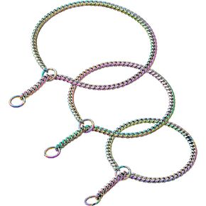 Set of 3pcs 12"&14"&16" Multicolor Luxury Snake Necklace Cat Dog Collar, Stainless Steel Cuban Links Collar for Small Little Puppy Dogs & Cats