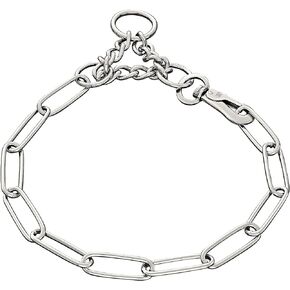 Herm Sprenger Stainless Steel Fur Saver Dog Collar Long Link Professional Training Collar Assembly Chain with Snap Hook Correction Chain Made in Germany (21in (54cm))