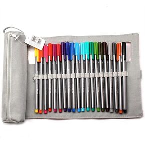 Staedtler Triplus Fineliners 20 Assorted Colours with Pencil Case 334 Pc20 (BLACK)
