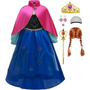 iTVTi Princess Anna Costume for Girls Halloween Carnival Fancy Dress for Cosplay