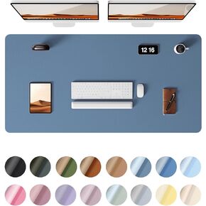 YSAGi Leather Desk Pad Protector, Office Desk Mat, Large Mouse Pad, Non-Slip PU Leather Desk Blotter, Laptop Desk Pad, Waterproof Desk Writing Pad for Office and Home (Sea Blue, 47.2" x 23.6")