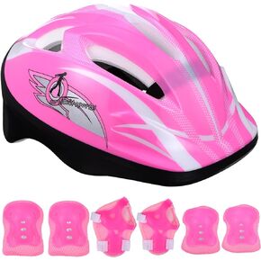 IMIKEYA Kids Bike Helmet Set: Kids Helmet Skateboard Knee Pads Sports Elbow Pads Wrist Pads Knee Pads for Kids Adjustable Girl Boy Kids Protective Gear Set for Cycling Skateboard Scooter