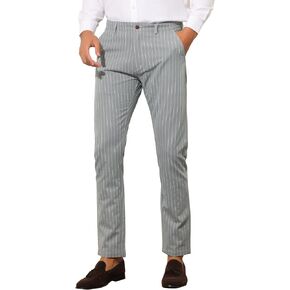 بنطال Lars Amadeus Stripes الرسمي للرجال ذو المقاس النحيف وبنطلون تشينو ذو مقدمة مسطحة للعمل