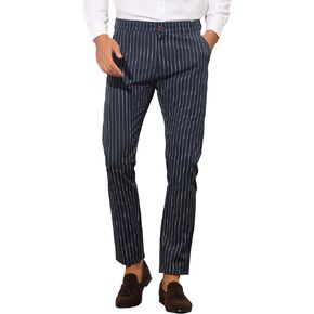 Lars Amadeus Stripes Dress Pants for Men's Slim Fit Business Flat Front Chino Trousers