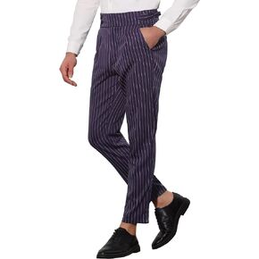 Lars Amadeus Striped Tapered Pants for Men's Pleated Front Formal Dress Pants