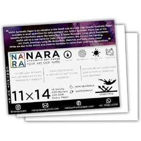 NARA Alcohol Ink Paper | White | 11 inches x 14 inches (11"x14") | 430 microns/320 GSM | Heavy Paper | 10 Sheets | Paper for Alcohol Ink Art Painting | 100% Stain-Free