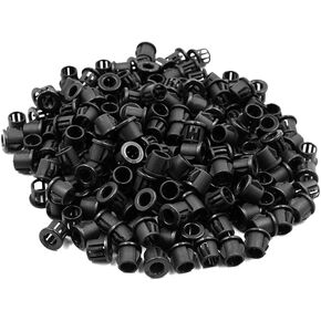 BokWin 200Pcs Black Snap Bushing Cable Mounting Grommet Protector 0.39" Mounting Diameter Cable Bushing
