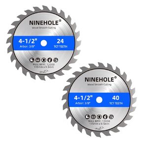 Ninehole 3pack 4 1/2 Inch Circular Saw Blade 24T with 3/8-Inch Arbor, TCT Carbide Tipped Teeth for Cutting Wood Plastic Composite Materials