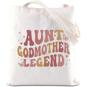 KUIYAI Aunt Godmother Legend Tote Bag Auntie To Be Canvas Bag Godmother Proposal Gift Mother Day Gift