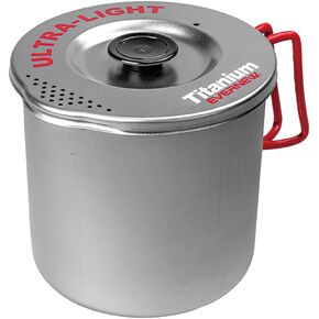 Evernew Titanium Lightweight Pasta Camping Pot with Strainer Lid, 1000, Medium