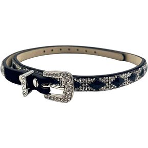 Black Diamond Shaped Rhinestone Hat Band, Faux Leather Belts for Cowboy Hats, Rodeo Accessories for Women, 28 Inches