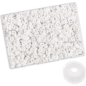 4100 Pcs White Clay Beads Bracelet Making Kit, 6mm Polymer Spacer Flat Heishi Beads for Jewelry Necklace Earring Making
