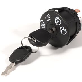 Ignition Switch Replacement for John Deere X100 Series, X300 X304 X310 X390 X500 X520 X530 X534 X540 with 2 Keys, 4 Positions with Headlight Control, 7 Prongs