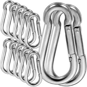 LANIAKEA 12Pcs 4inch Spring Snap Hook, M10 Stainless Steel Quick Links, 3/8 inch Large Carabiner Clips Heavy Duty for Camping, Swing, Hammock, Hiking, Fishing, Gym, 770LBS