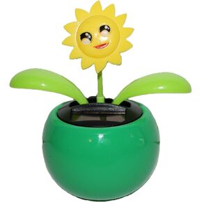 Navillus Solar Powered Dancing Flower, Lily, Rose, Sunflower, Petunia Office Desk & Car Decor (Smily Sunflower)