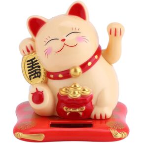 AYNEFY Lucky Waving Cat,Solar Powered Cute Good Luck Cats Fortune Welcoming Cat Home Display Car Decor for Decorating Front Desk Car Business Openings (Black)