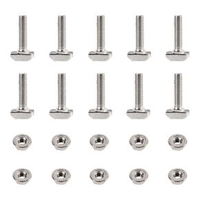 72Pcs M5 M6 M8 Hammer Head Bolt T Screw and M5 M6 M8 Hexagon Flange Nuts Set Carbon Steel Nickel Plated for 20 30 Series European Standard T-Slot Aluminum Profile