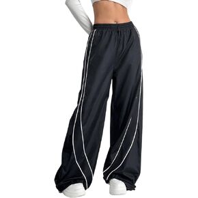 Verdusa Women's Elastic Waist Drawstring Straight Leg Y2k Pants Joggers