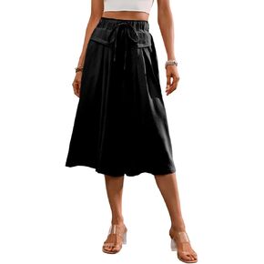 Capris Pants for Women Wide Leg Pants Flowy Elastic Waist Comfy Lounge Casual Palazzo Trousers with Pockets