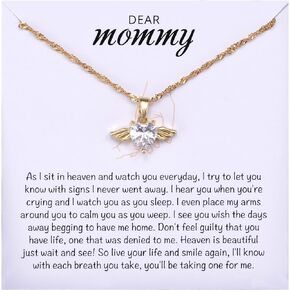 MIXJOY Baby Angel Wings Heart Necklace Miscarry Gift for Mom, Mommy of an Angel Necklace, Baby Loss Gift for Remembrance Gift