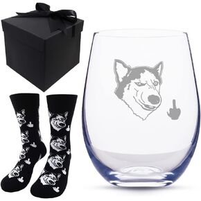 Mothers Day Gifts for Husky Dog Mom, Husky Gifts, Husky Dog Engraved Wine Water Drinking Glass in Kuwait