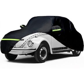 Car Cover Compatible with Volkswagen Beetle Bug Sedan 2-Door 1960-1980,6-Layers 210T Windproof All Weather Waterproof UV Sun Protection Snow Dust Storm Resistant with Straps Outdoor Covers
