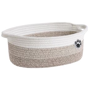 HiChen Dog Toy Basket Small Gift Basket for Baby, Storage Basket for Nursery, Woven Basket for Dog Cat Storage, Nursery Storage Basket for Diapers, Towels, 12"x 8" x 5" Mixed-Brown