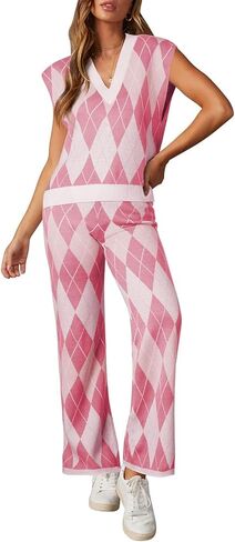 مجموعة ملابس Viottiset النسائية مكونة من قطعتين سترة وسترة صالة على شكل حرف V وسترات بدون أكمام واسعة الساق وسروال رياضي in Kuwait