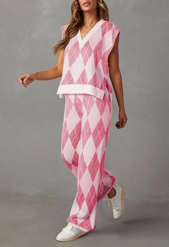 مجموعة ملابس Viottiset النسائية مكونة من قطعتين سترة وسترة صالة على شكل حرف V وسترات بدون أكمام واسعة الساق وسروال رياضي in Kuwait