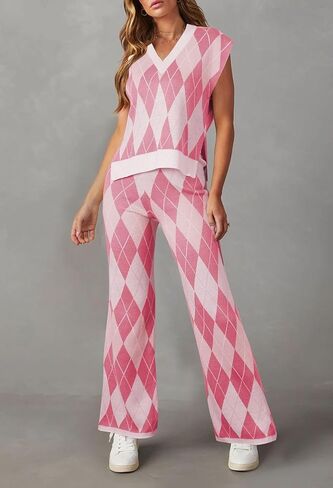 مجموعة ملابس Viottiset النسائية مكونة من قطعتين سترة وسترة صالة على شكل حرف V وسترات بدون أكمام واسعة الساق وسروال رياضي in Kuwait