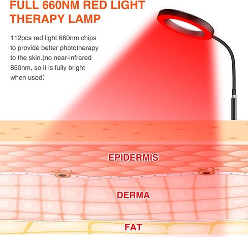 Aumtrly Red Light Therapy for Face and Body Use, Full 660nm Red Light Therapy Lamp with Base, Upgrated Halo Red Light Therapy Device with 30 Minutes Timer, 4 Levels of Dimming in Saudi Arabia